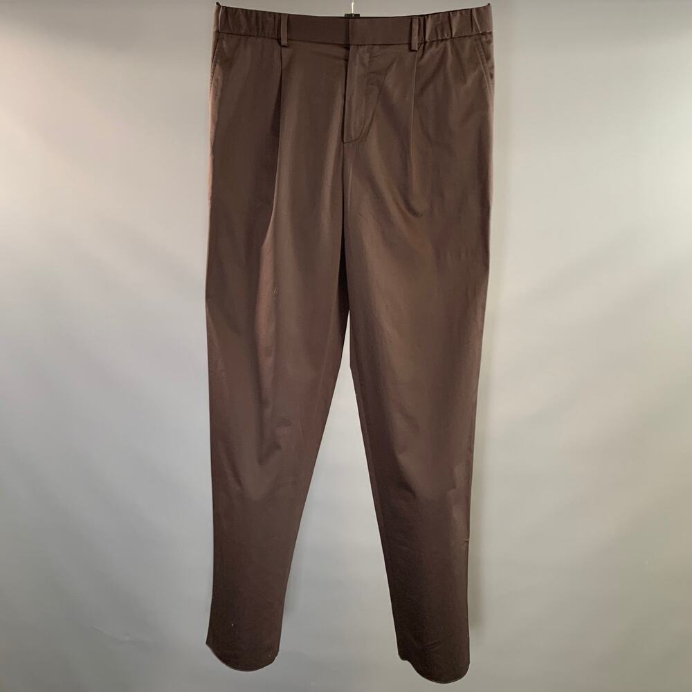 AGNONA Size 34 Brown Cotton Elastane Zip Fly Casual Pants